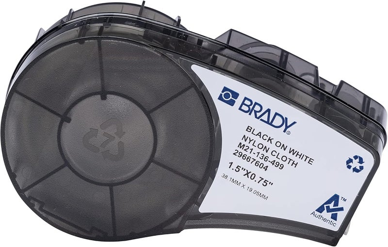 Brady Authentic (M21-136-499) Pre-Sized High-Adhesion Nylon Labels for Equipment, General ID, Lab, Wire/Cable, Black on White Material - Designed for M210, M210-LAB, and M211 Printers, 0.75"H x 1.5"W - Image 1
